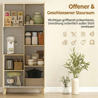 170 cm keukenkast, moderne kast met open vak, verstelbare legplanken, natuurlijke houtlook (4)