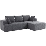 3-zits hoekbank in L-vorm met ottomane, converteerbare chenille-cloud-slaapbank met binnenveringbekleding, grijs