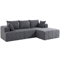 3-zits hoekbank in L-vorm met ottomane, converteerbare chenille-cloud-slaapbank met binnenveringbekleding, grijs