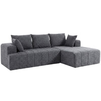 3-zits hoekbank in L-vorm met ottomane, converteerbare chenille-cloud-slaapbank met binnenveringbekleding, grijs
