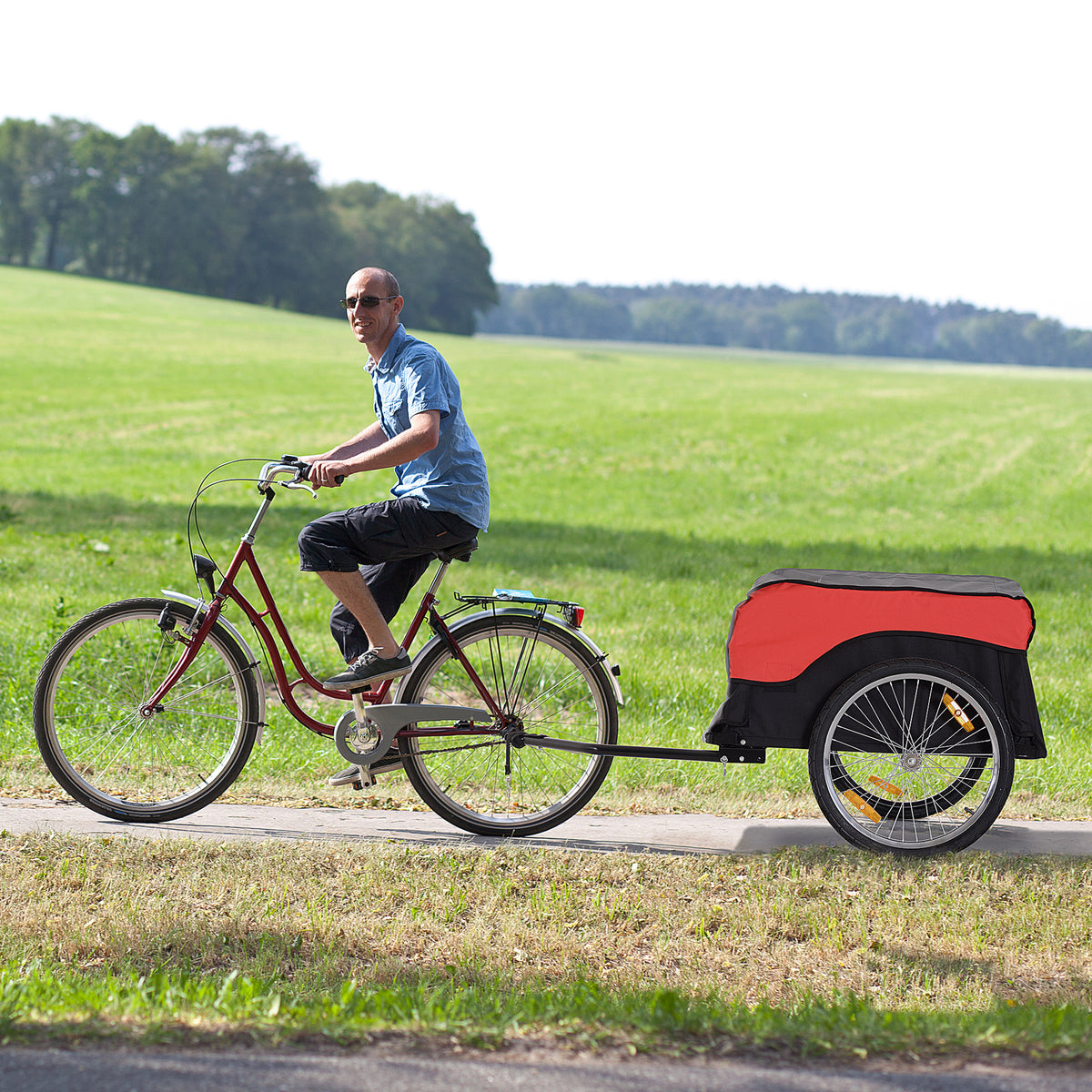 Transportaanhanger lastaanhanger fietsaanhanger vracht-fietsaanhanger CargoTrailer (rood-zwart) (2)
