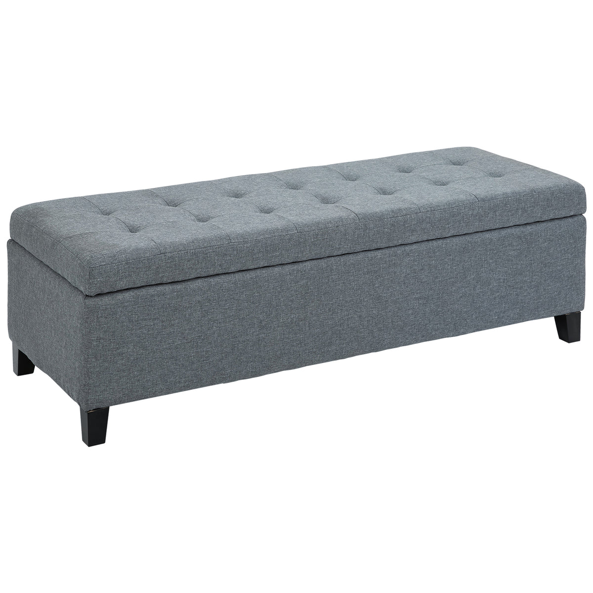 Opbergbank, hocker, halbank, knoopsluiting, 125,1 cm x 48,9 cm x 41,3 cm, grijs