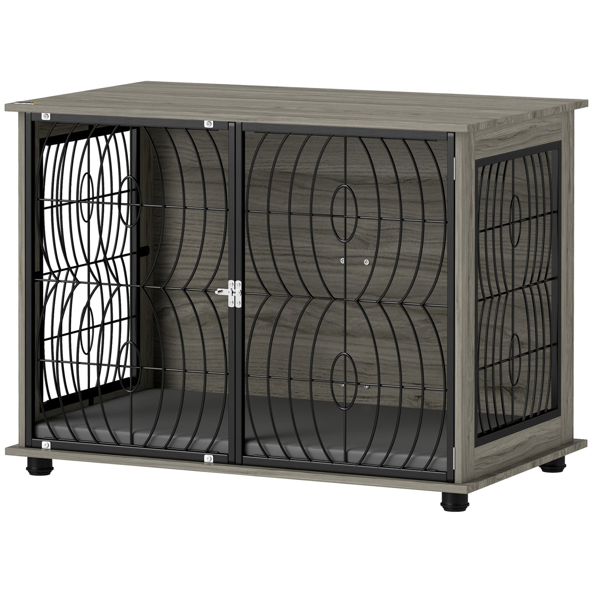 Hondenbench, hondenmand, afsluitbare verblijfsbench voor grote honden, grijs