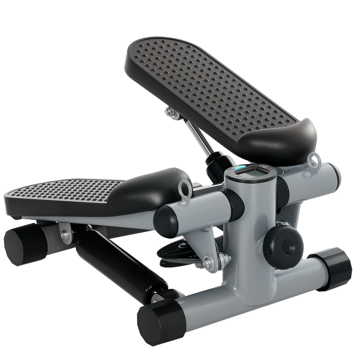 2-in-1 ministepper voor thuis met power ropes, lcd-scherm, up-down swingstepper 41 x 30,5 x 18,5 cm grijs