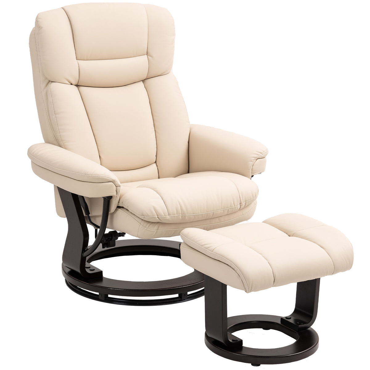 Relaxfauteuil met voetenbank, verstelbare fauteuil, kunstlederen bekleding, gestoffeerde fauteuil met inklapbare