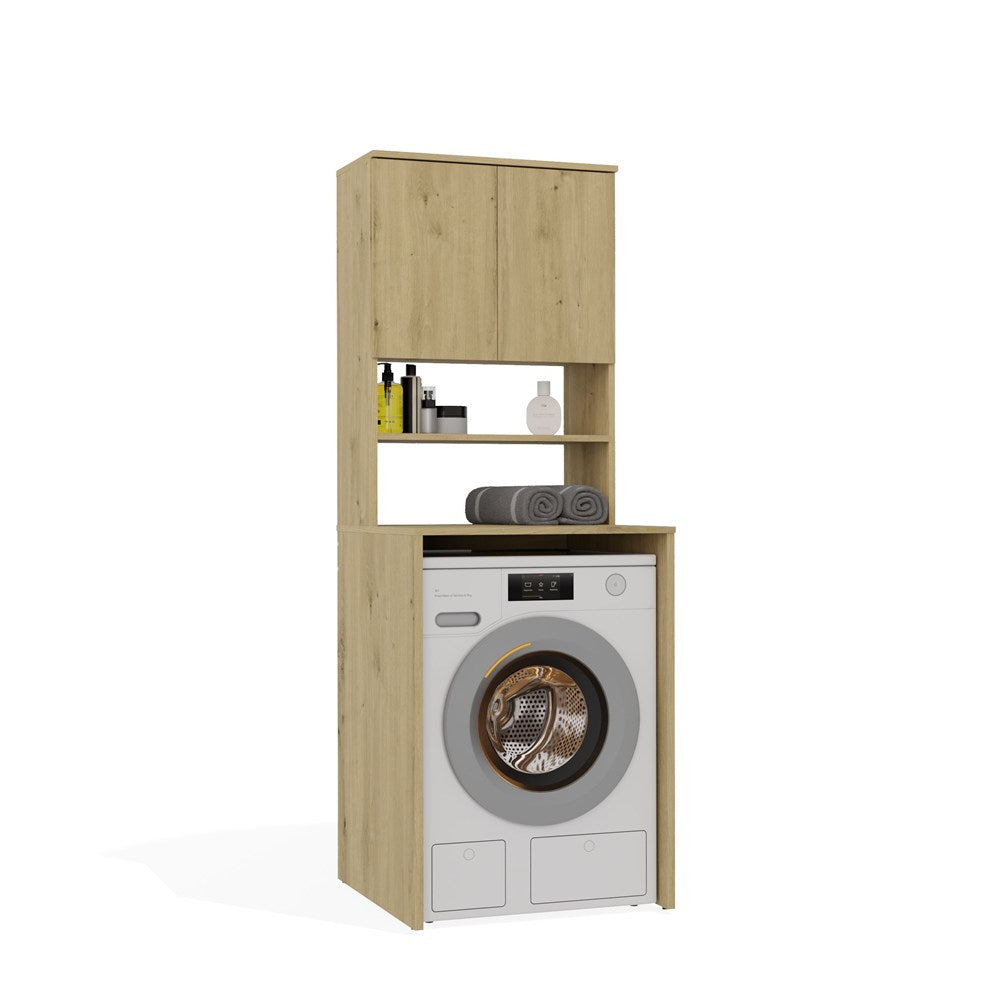 Badezimmerschrank POLA MULTI über Waschmaschine Hochschrank Regal EICHE ARTISAN