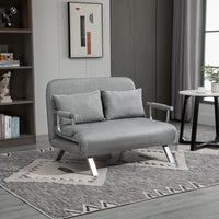 Slaapbank, tweezitsbank, logeerbed, inclusief 2 kussens, grijs (10)