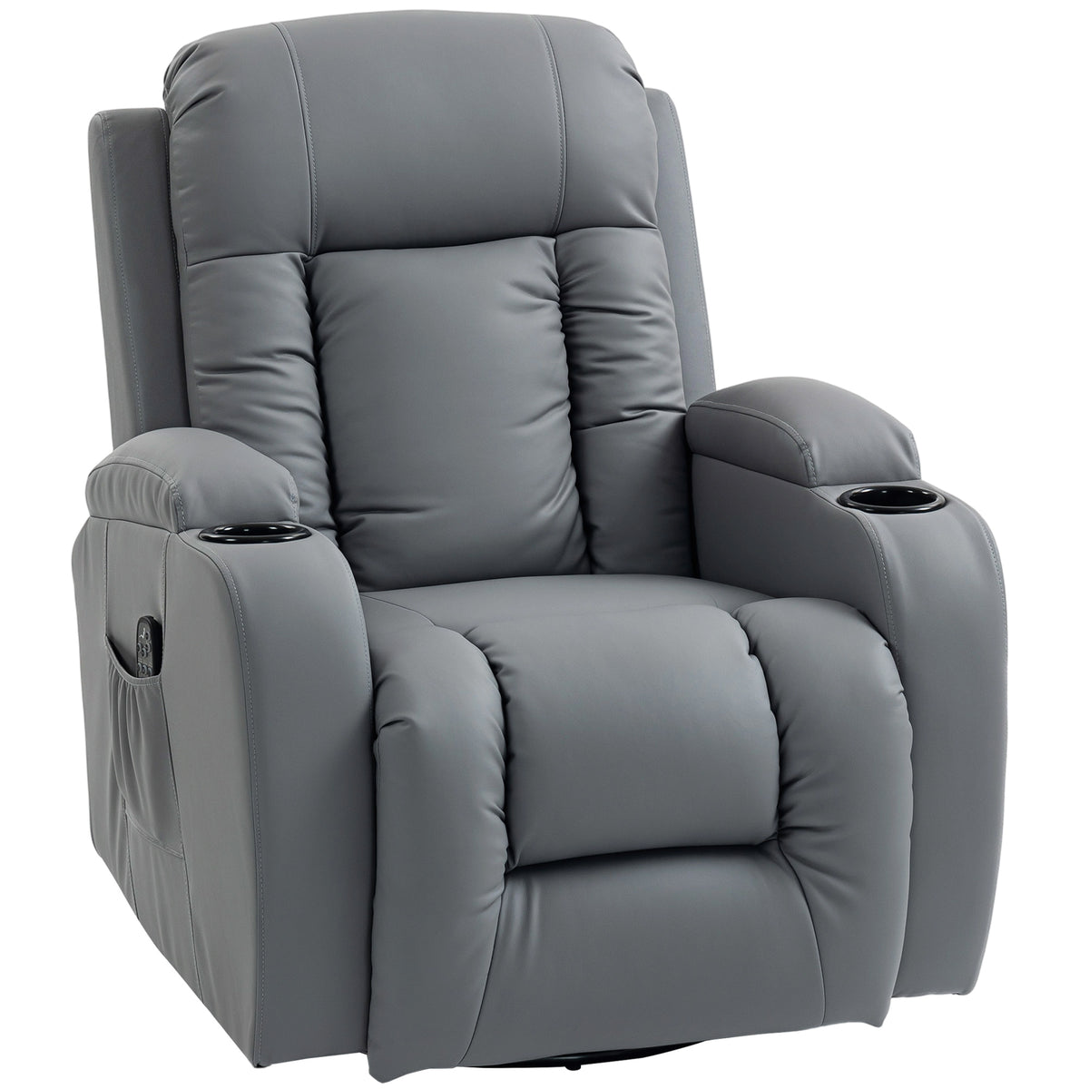 Massagestoel met schommelfunctie, ligstand & warmtefunctie, 3 modi, draaibaar, lichtgrijs