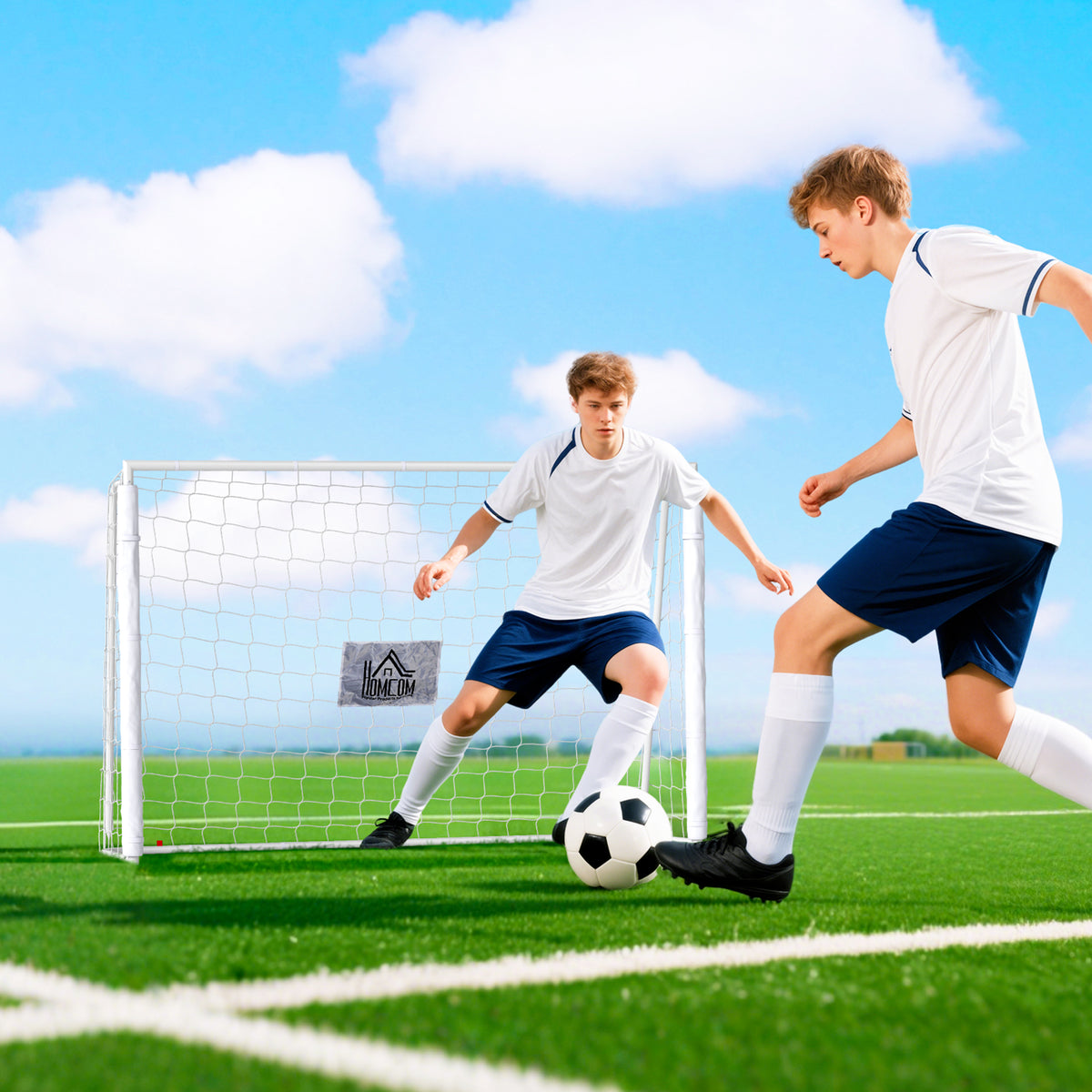 Voetbaldoel voor kinderen, doelmarkering, schokabsorberende hulzen, tuin, 186x123cm, wit (2)