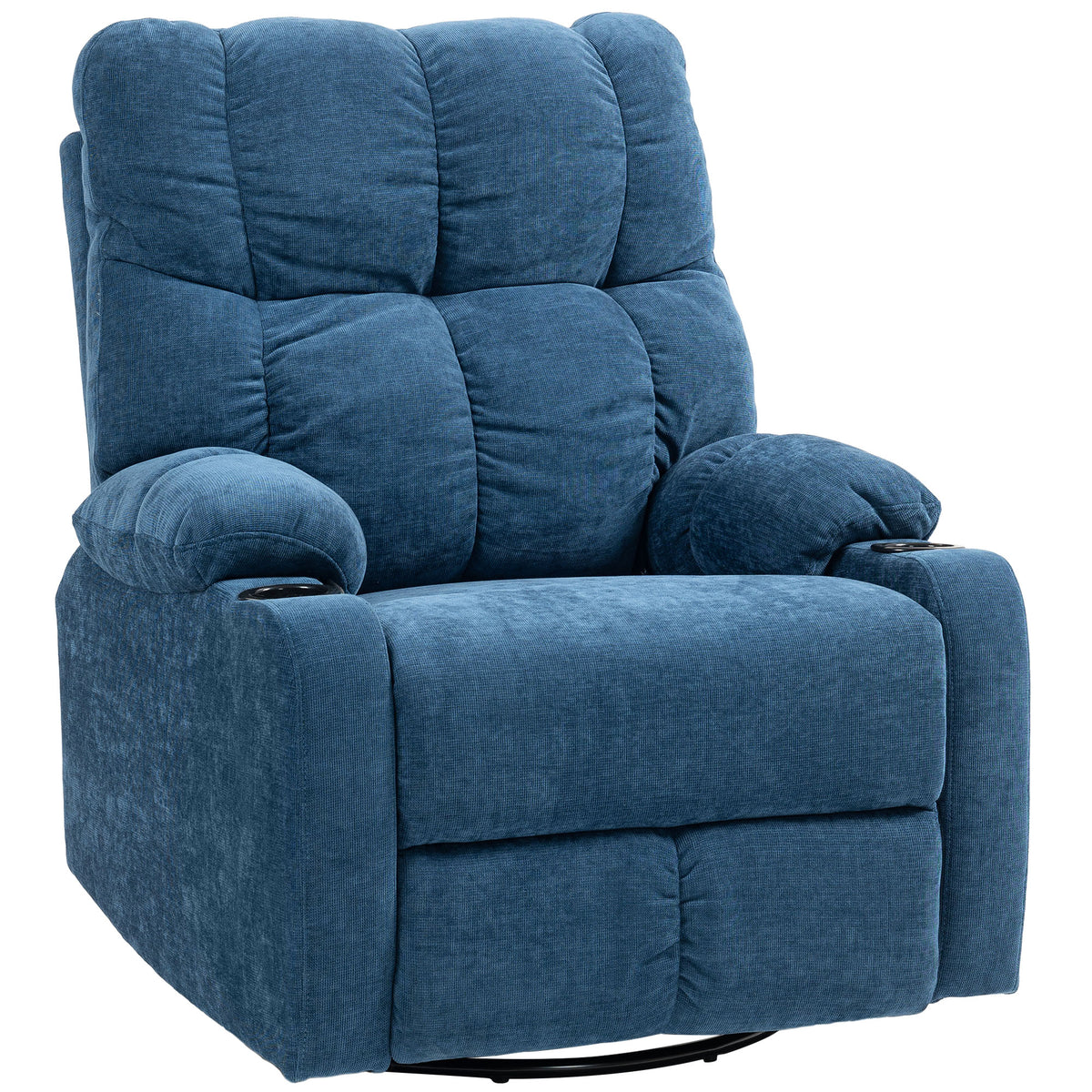 Relaxfauteuil met voetensteun, ligstoel, draaibaar, tot 150 kg, stalen frame, 88x96x108cm, donkerblauw