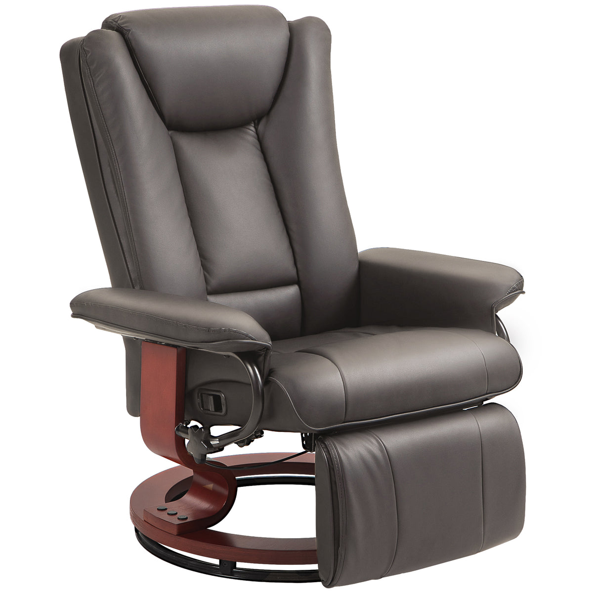 Relaxfauteuil met ligfunctie, draaibaar, tot 150 kg, kunstlederen bekleding, stalen frame, bruin