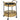 Outdoor serveerwagen, 2 niveaus, remmen, polyrotan, metalen frame, Φ50 x 66H cm, geel