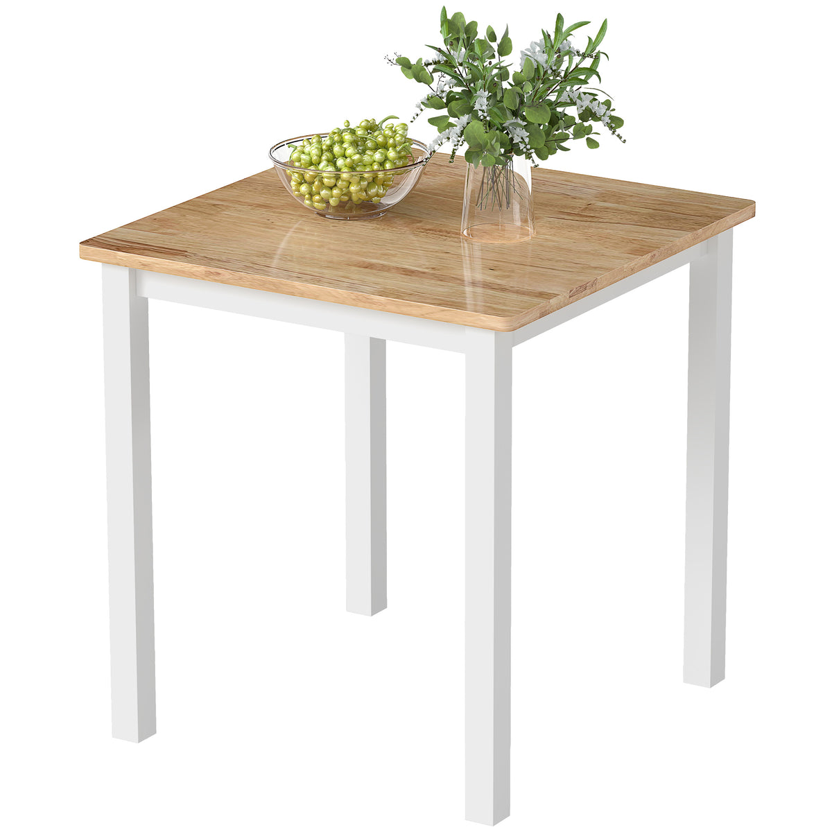 Eettafel van rubberhout, voor maximaal 4 personen, naturel hout