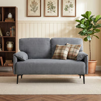 2-zitsbank, dikke kussens, fluweelzachte bekleding, gestoffeerde bank, zwart (4)