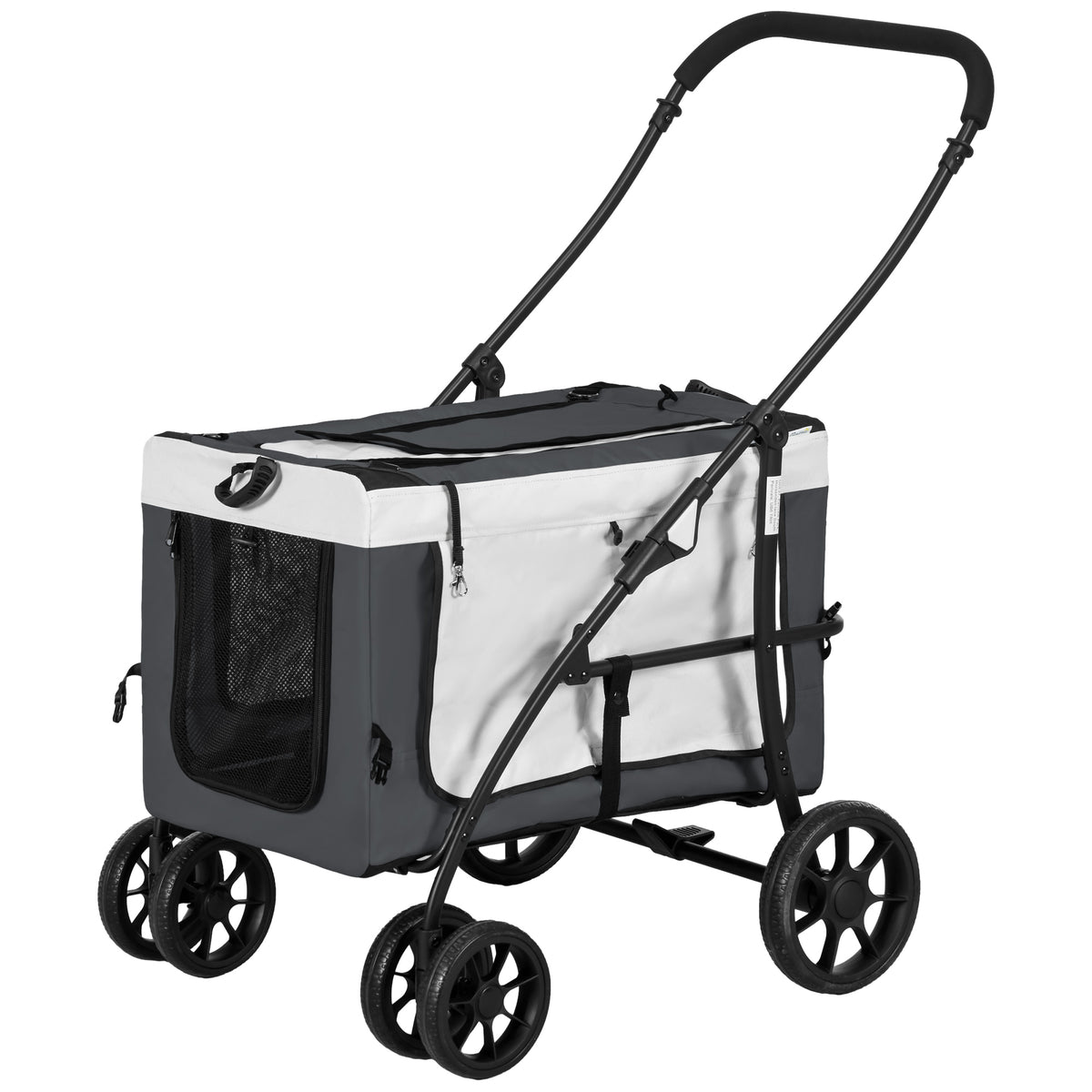 Hondenbuggy huisdierbuggy tot 10kg opvouwbaar afneembare mand 81 x 58 x 97,5 cm Zwart + Grijs + Wit