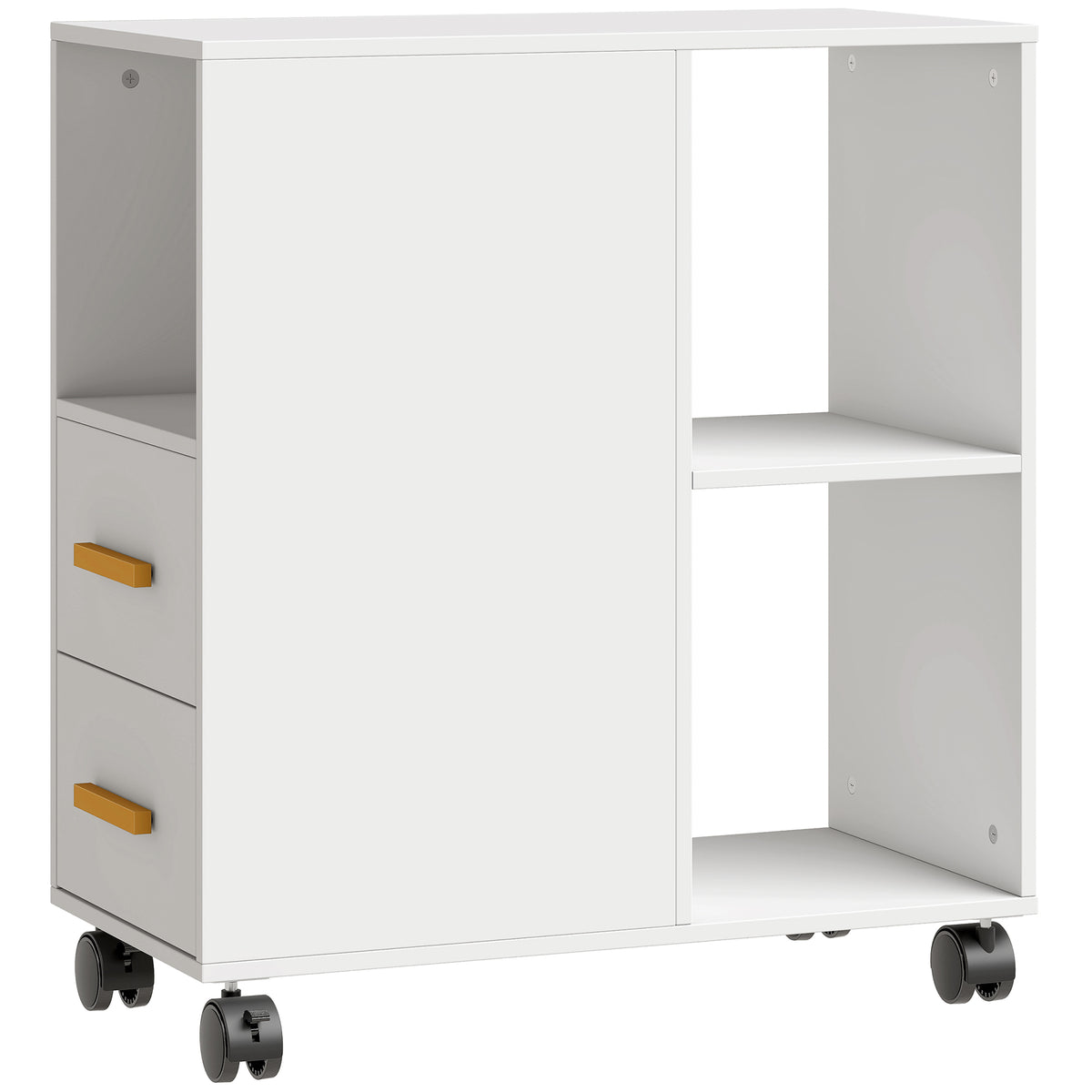 Printerstandaard printertafel met verstelbare plank, wielen voor fax scanner 60 x 30 x 65 cm wit