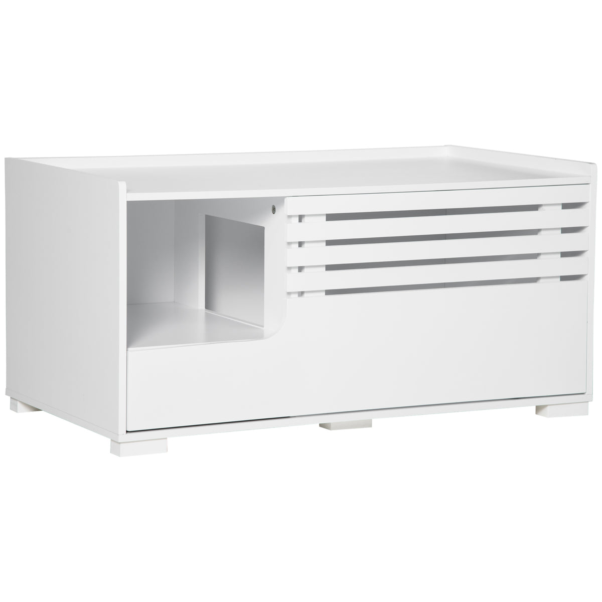 Kattenkast met 2 planken 2-in-1 design magnetische deur wit