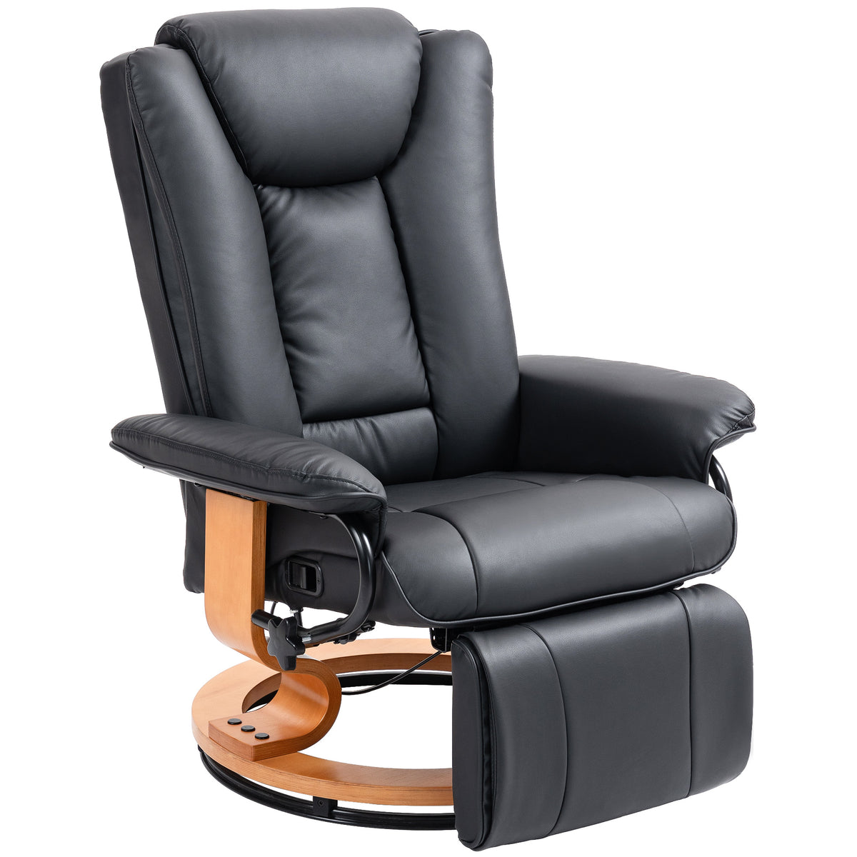 Relaxfauteuil met ligfunctie, draaibaar, tot 150 kg, kunstlederen bekleding, stalen frame, zwart