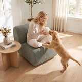 Fauteuil Draaibare loungefauteuil met chenille-look, brede zitting, voor woonkamer, slaapkamer, grijs (8)