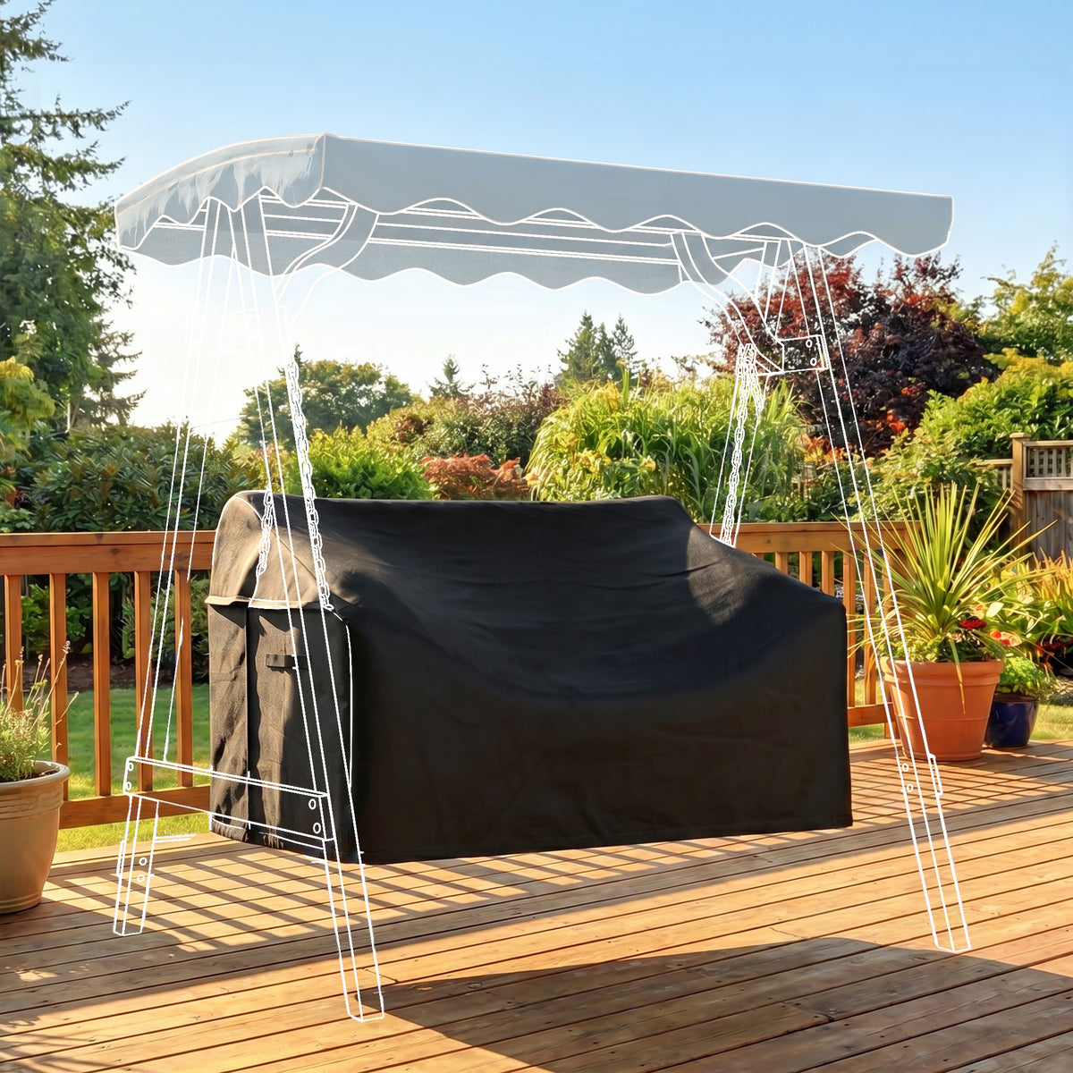 Hoes voor 2-persoons tuinbank, waterdichte beschermhoes, winddicht en uv-bestendig, 420D Oxford-stof (2)