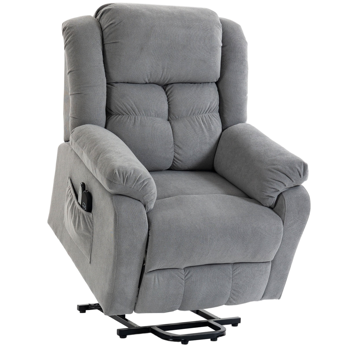 Sta-op-stoel met massagefunctie en lendenverwarming, relaxfauteuil met afstandsbedieningen en zijvakken