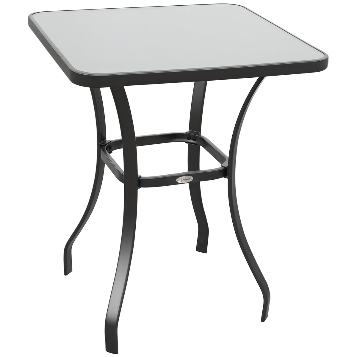 Tuintafel bistrotafel glastafel gehard glas+metaal zwart L68,5xB68,5xH84cm