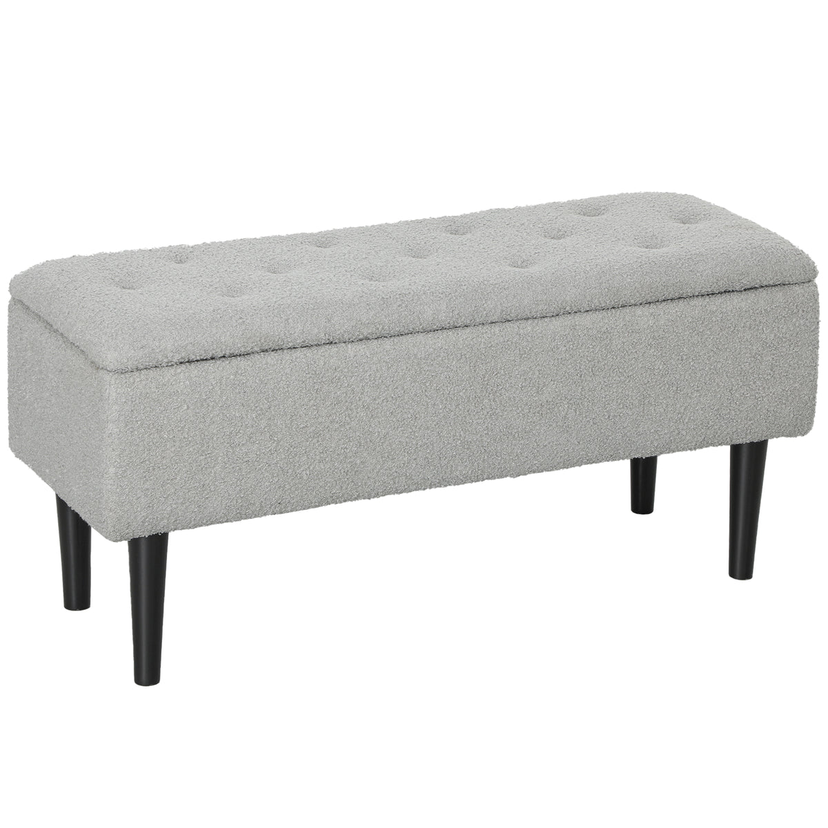 Opbergbank, zitbank met opbergruimte, tot 120 kg, fluweeloptiek, 95x38x45 cm, grijs (8)