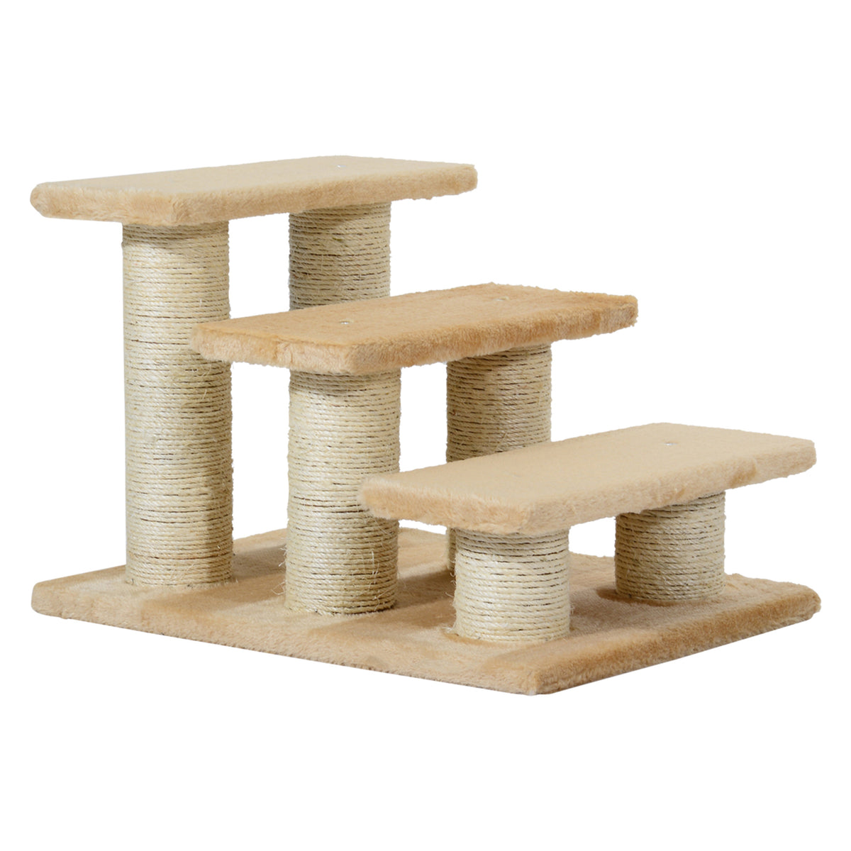Dierentrap kattentrap hondentrap 3 treden trap voor kat en hond pluche crème 45 x 35 x 34 cm