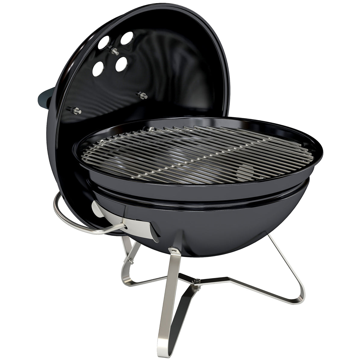 Houtskoolgrill, draagbare kogelgrill met deksel, handgreep en verstelbare ventilatieopeningen voor barbecue