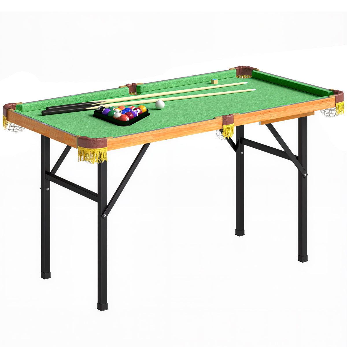 Opklapbare biljarttafel, mini-biljarttafel, 2 keuen, 16 ballen, driehoek, borstel, groen