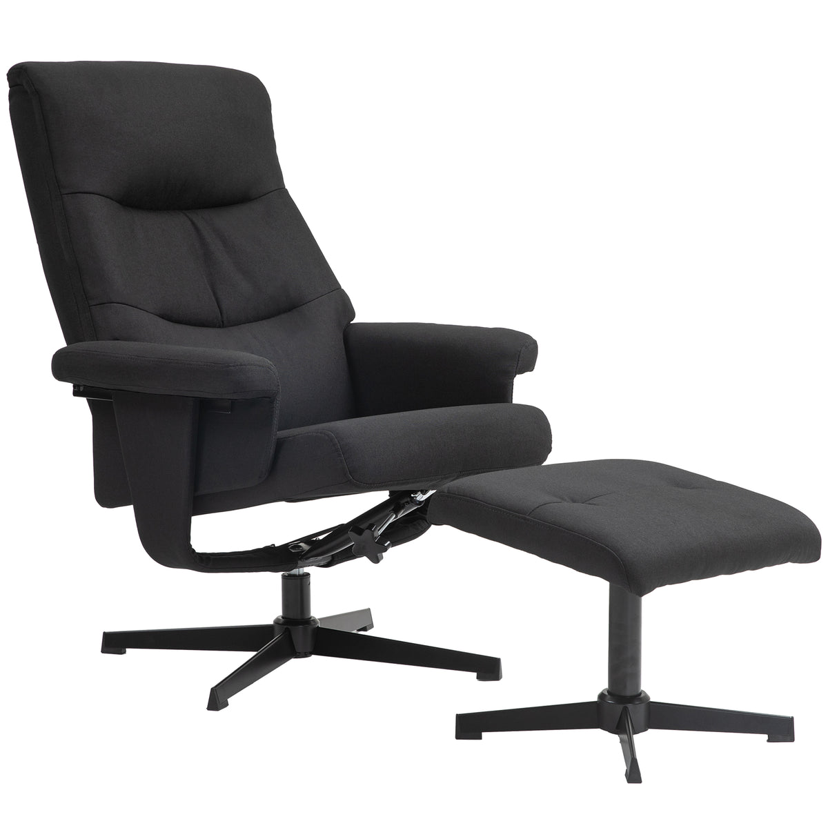 Relaxfauteuil met hocker, draaibaar, schommelfunctie, fluweeloptiek, tot 150 kg, zwart