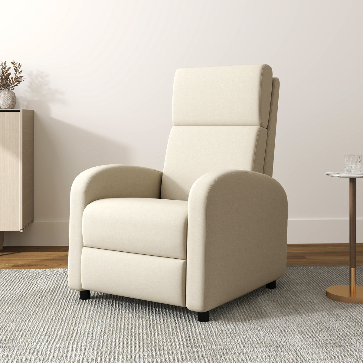 Relaxfauteuil tv-fauteuil, uitklapbare voetensteun, kantelbaar tot 160°, 64 x 86 x 102 cm, crème (2)