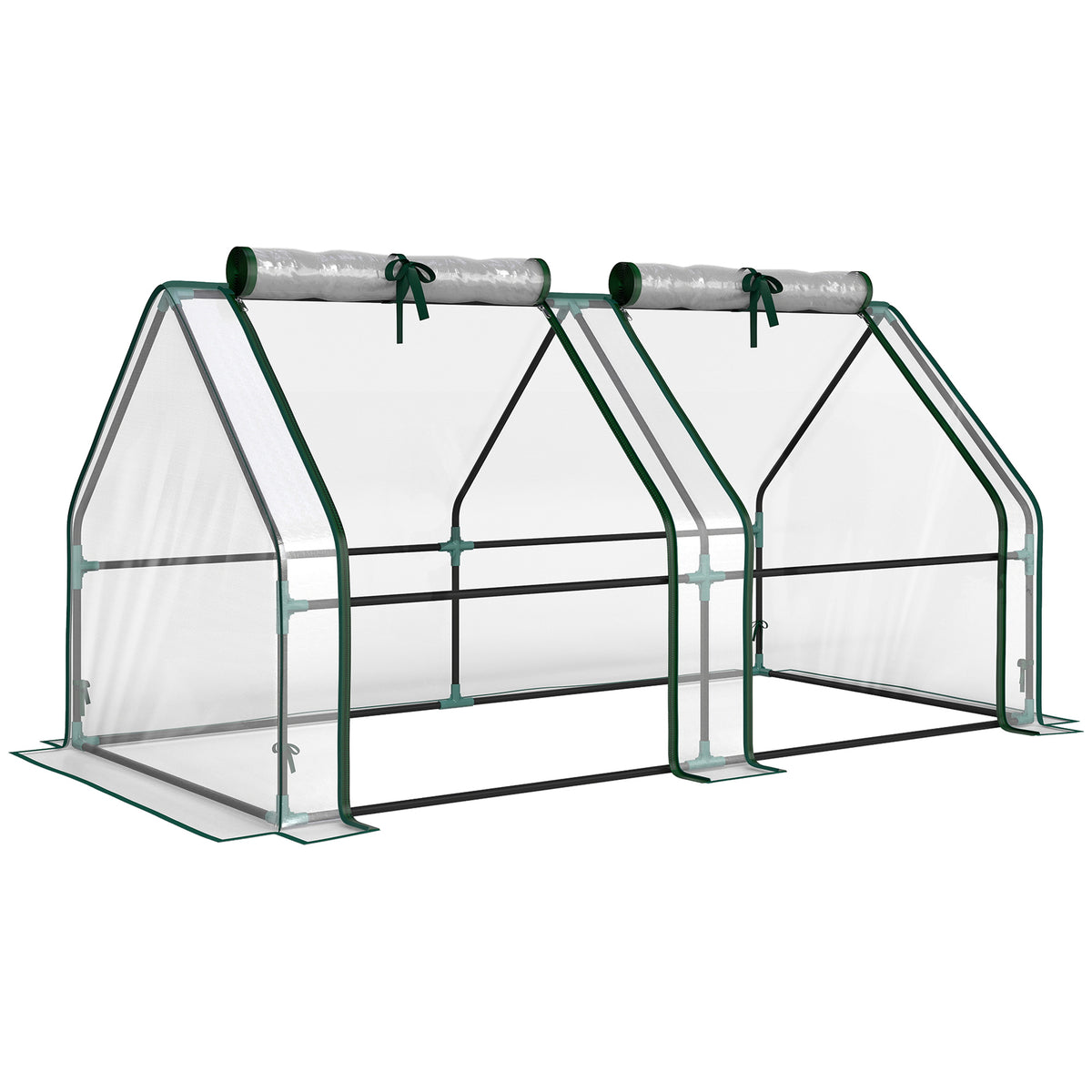 Kweekkas met venster met ritssluiting, winterharde foliekas van staal 180 x 90 x 90 cm transparant