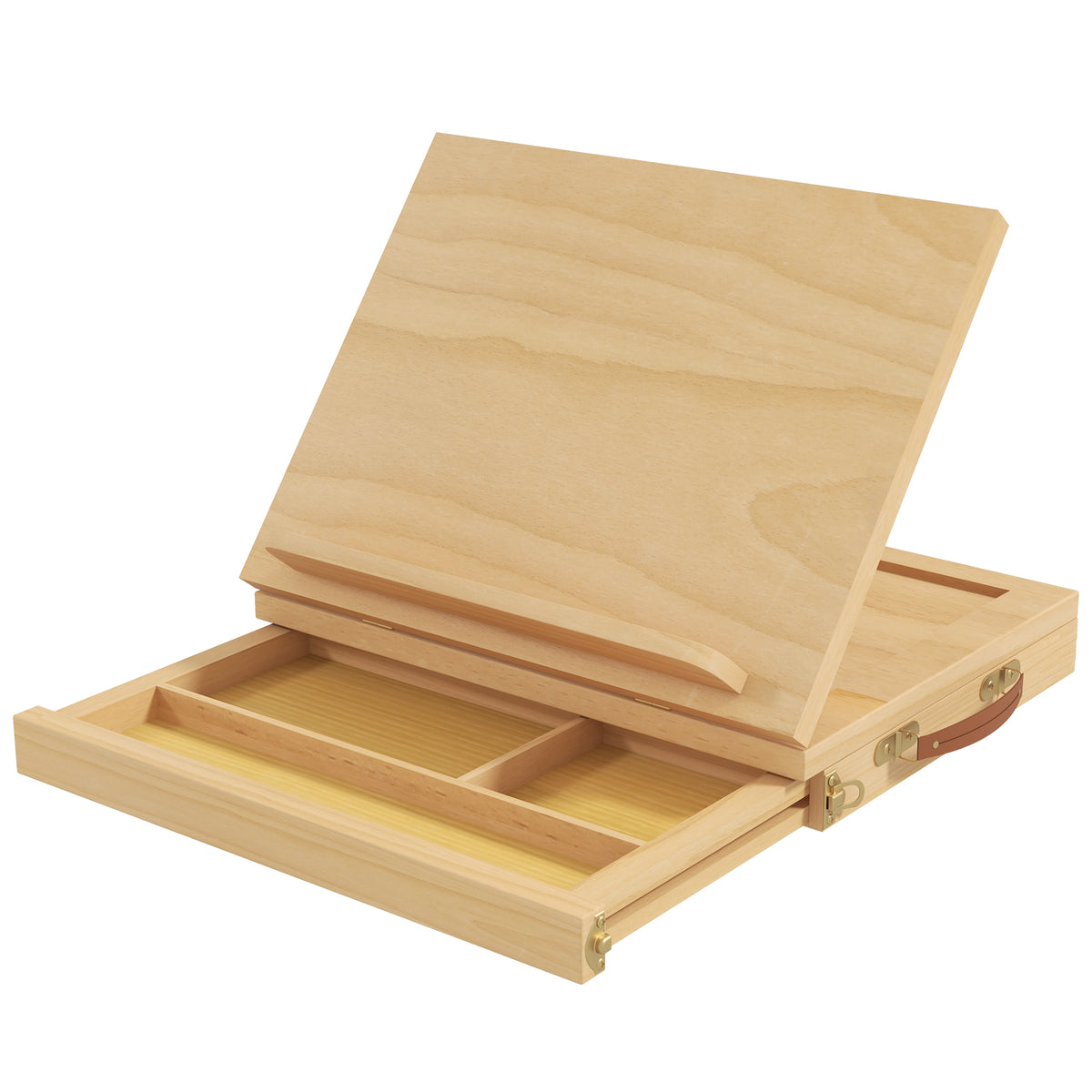 Tafel-ezel, kleine ezel, 1 lade, 3 vakken, massief hout, naturel
