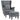 Fauteuil met voetenbank, gestoffeerde stoel met poten van rubberhout, stoffen bekleding, grijs