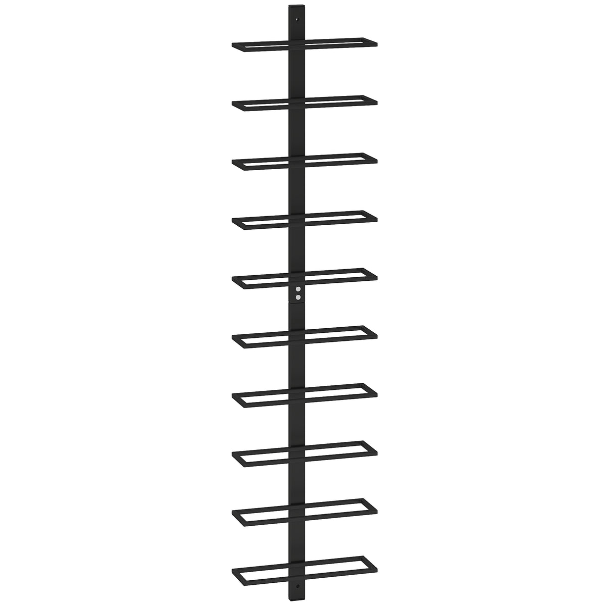 Wijnrek, wandrek voor 10 wijnflessen, 10 niveaus, metaal, voor keuken, woonkamer, thuisbar, zwart