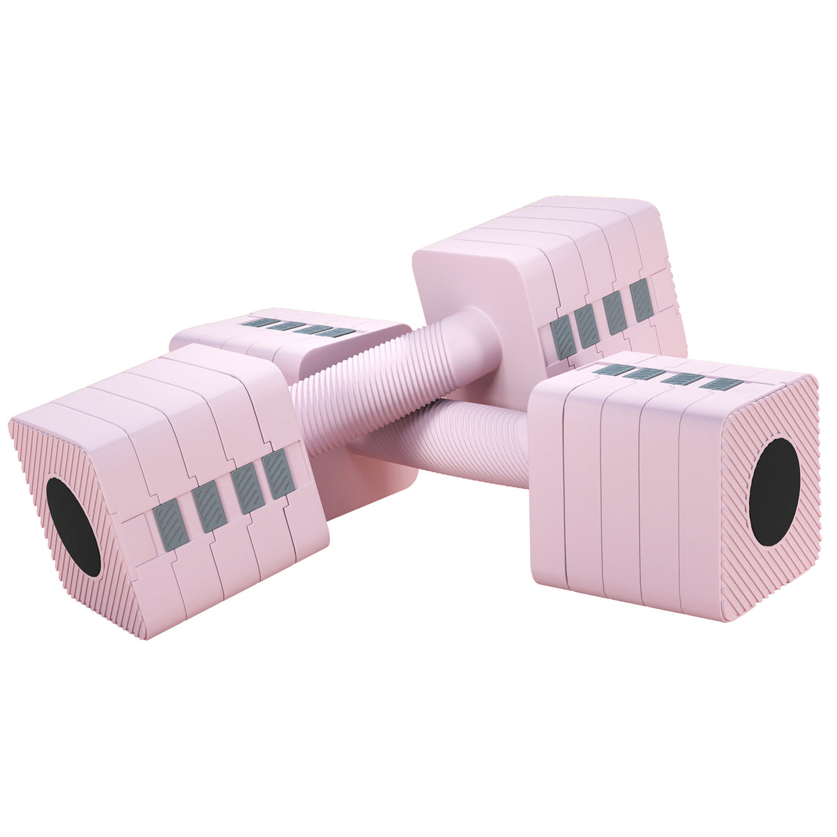 Verstelbare halter, 2 x 5kg dumbbells met antislipgreep, vierkante halterset van staal roze
