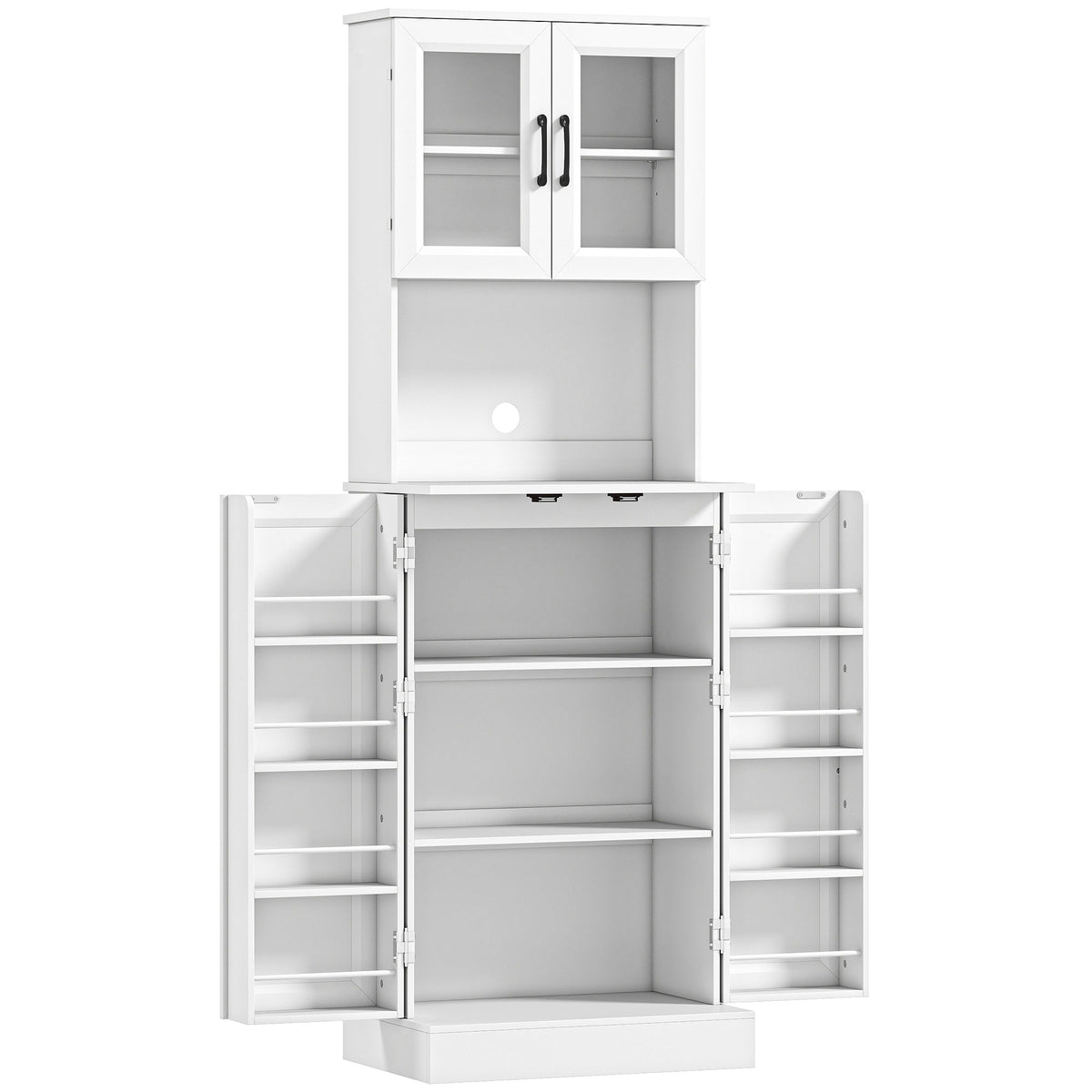 Keukenkast, verstelbare plank, werkblad, acryldeuren, kabelgat, voor woonkamer, keuken, eetkamer, MDF, wit