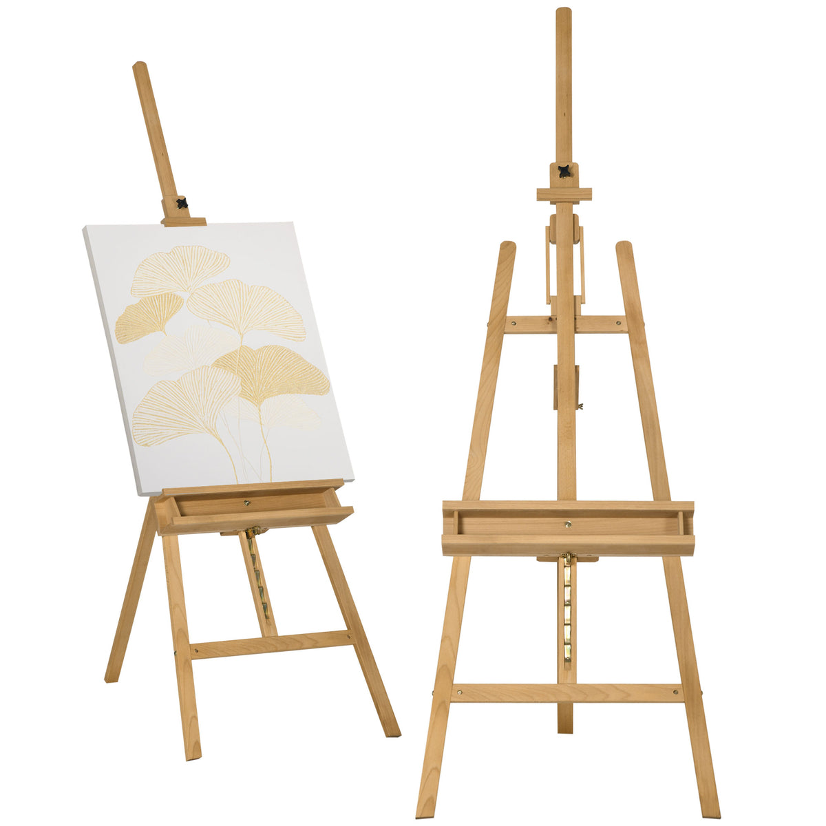 Ezel, houten ezel, in hoogte verstelbaar, inklapbaar, pennenplankje, beukenhout, 65 x 110 x 180-235 cm
