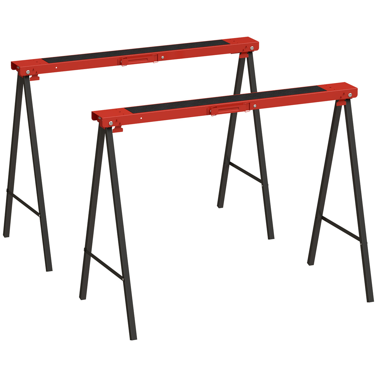 Set van 2 schragen, werkstandaard, belastbaar tot 250 kg, metaal, rood