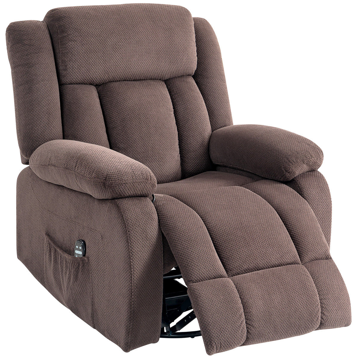 Relaxfauteuil met vibratiemassage en warmtefunctie, handmatig verstelbare draaifauteuil met schommelfunctie en