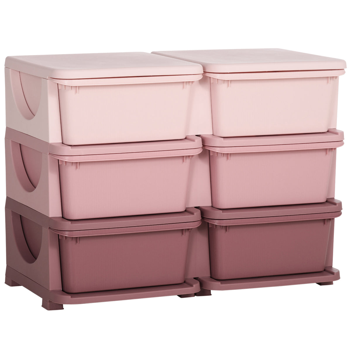 Opbergdoos voor kinderen, kinderopbergdoos, 3 lades, roze