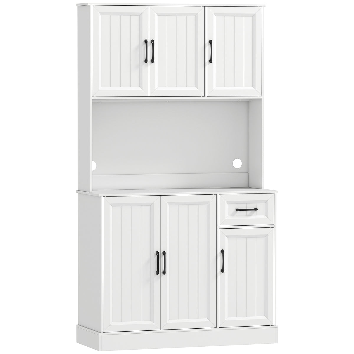 Keukenkast, 180,5 cm, voorraadkast, werkblad, kabeldoorvoer, verstelbare planken, MDF, wit
