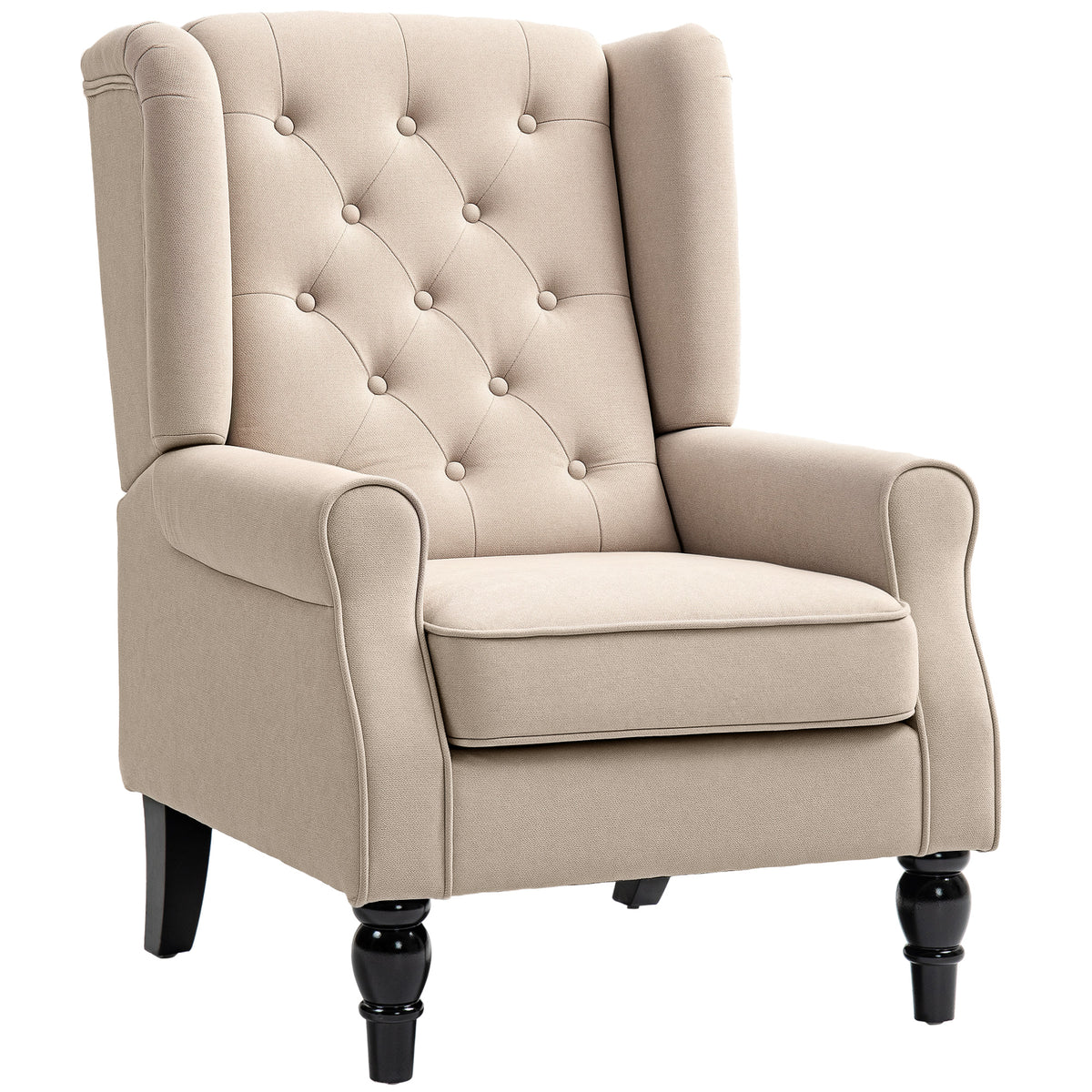 Elegante oorfauteuil, dik gestoffeerd, afneembare hoes, 74 x 87 x 102 cm, beige