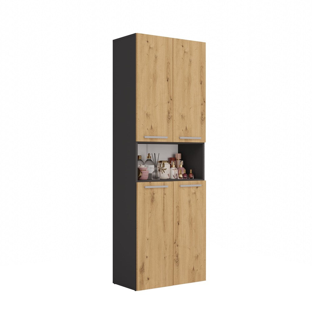 Badezimmer-Hochschrank Nel 1K/DK ANTHRAZIT ARTISAN – Produktabbildung 2