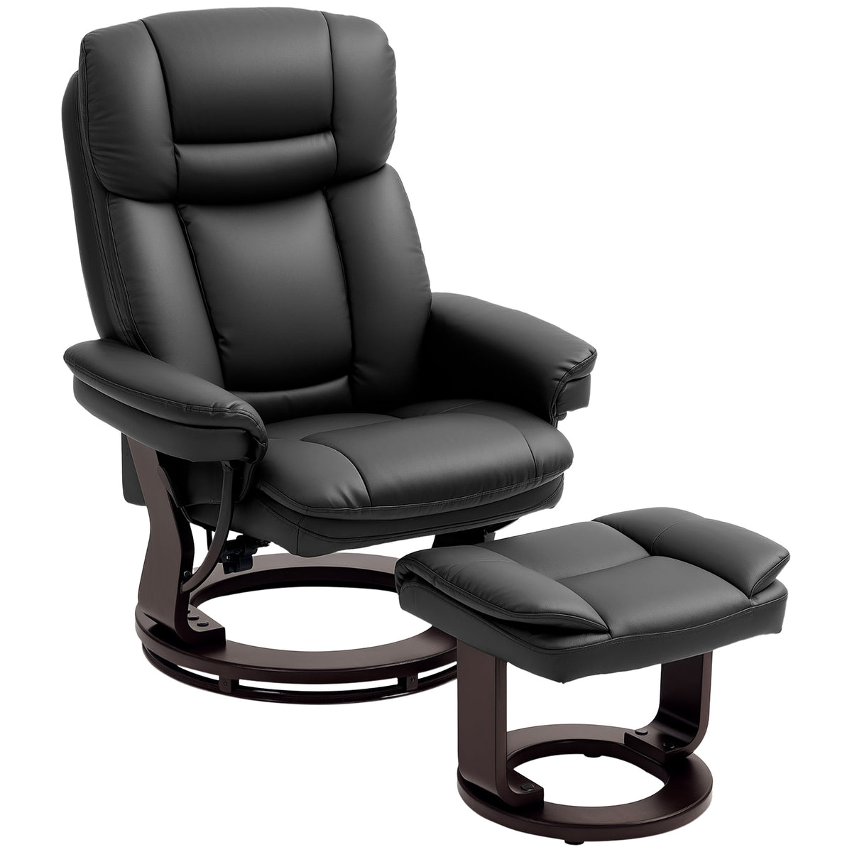 Relaxfauteuil met voetenbank, verstelbare fauteuil, kunstlederen bekleding, gestoffeerde fauteuil met inklapbare