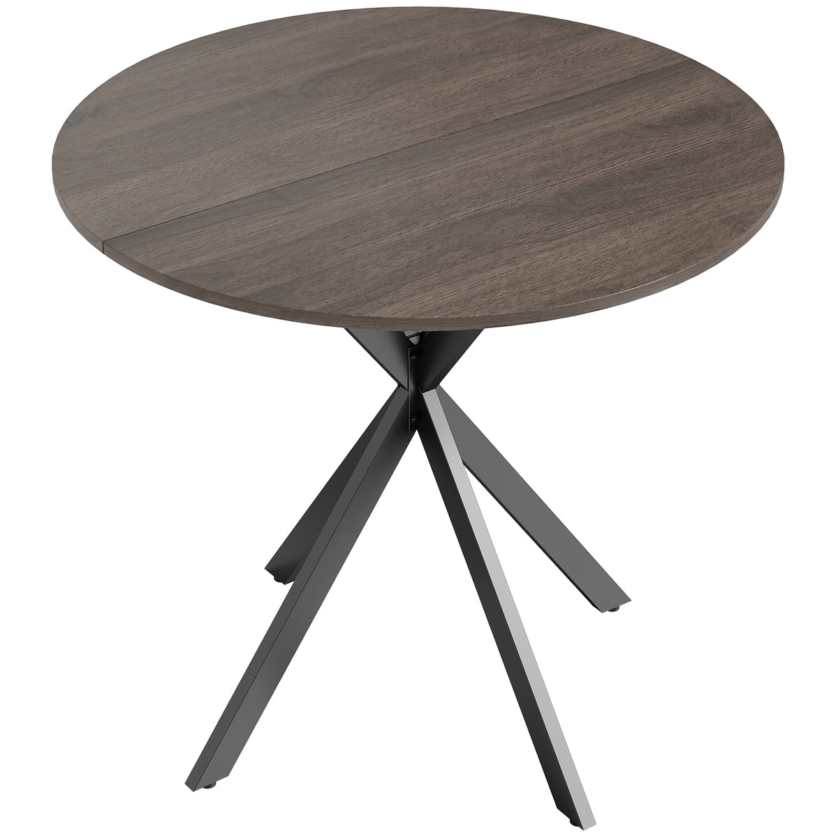 Ronde keukentafel, 80 cm, compact tafelblad, spaanplaat, metaal, bruin