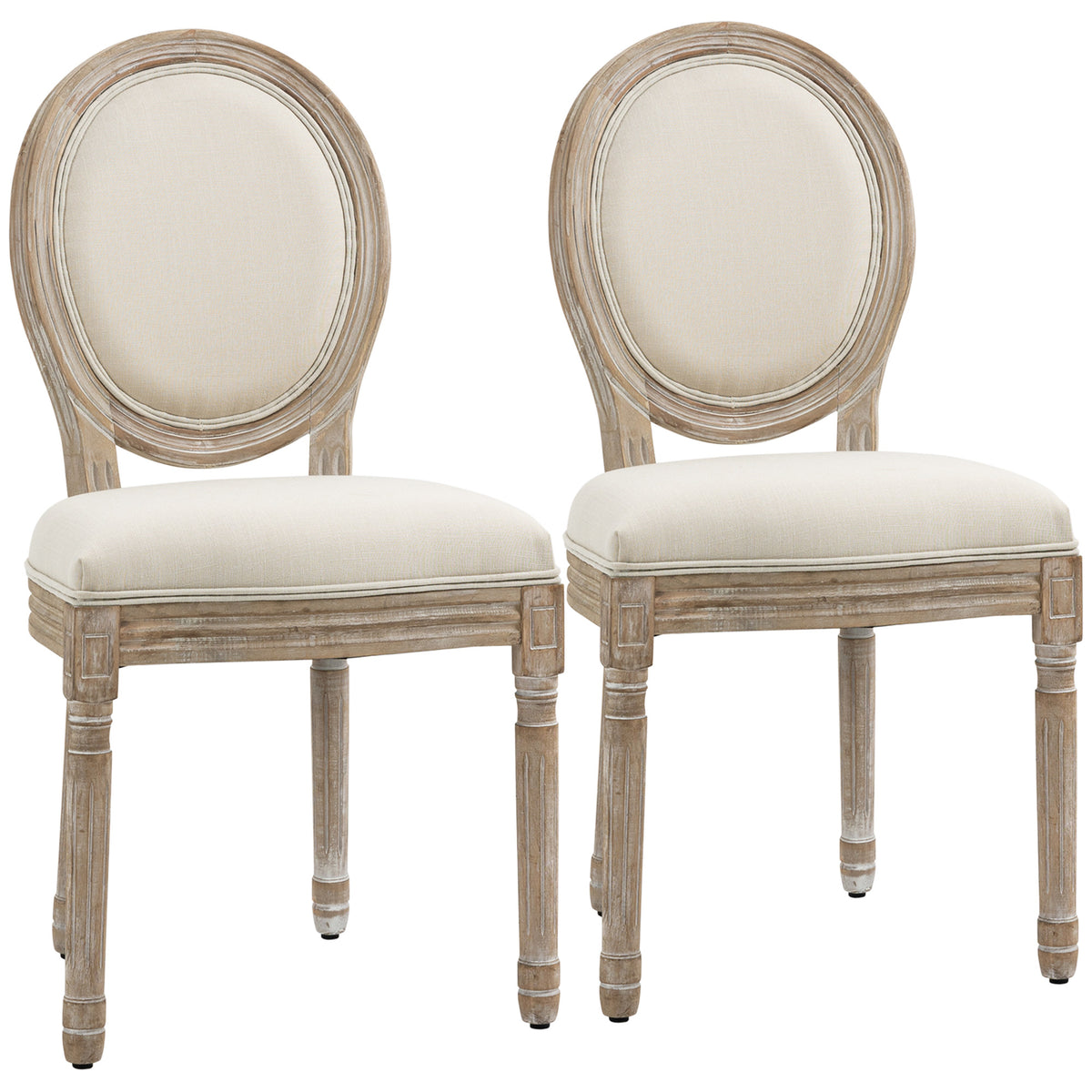 Eetkamerstoelen 2-delige set keukenstoel met rugleuning, linnenlook, fauteuil gestoffeerde stoel, stoelen