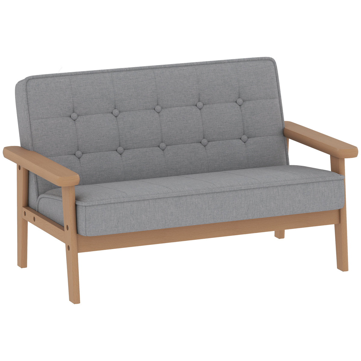 Kinderfauteuil, kinderbank met houten frame, fluweel-look, gestoffeerd, voor kinderen van 3-8 jaar grijs
