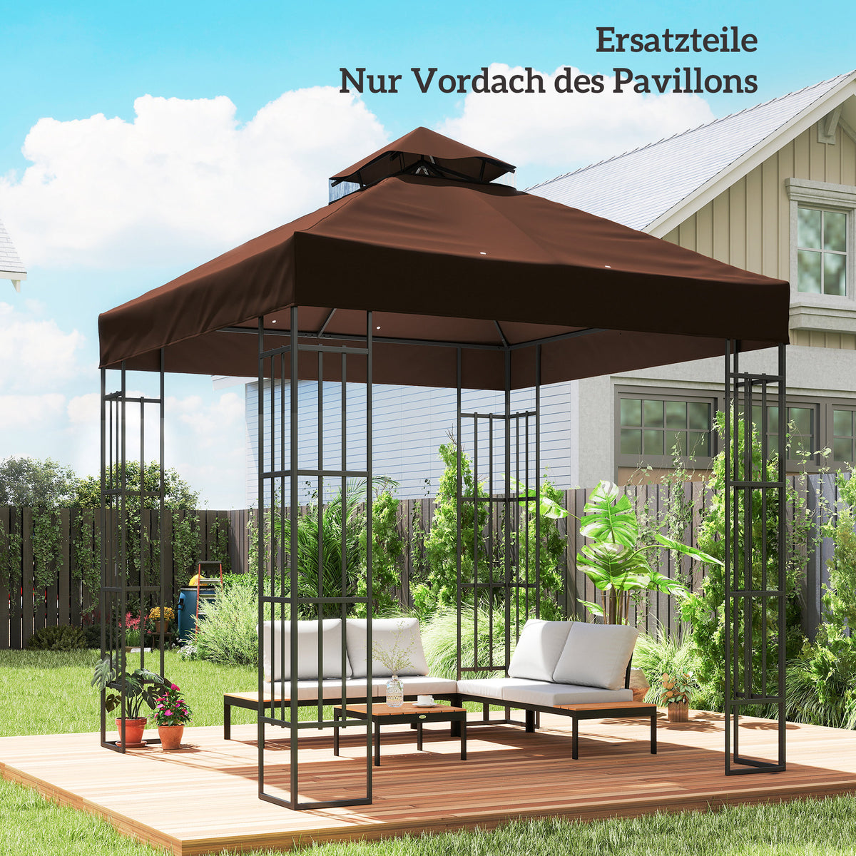 3 x 3 m reservedaak voor paviljoen, reservezeil voor paviljoen met waterafvoeropeningen, UPF30+, zonwering (2)